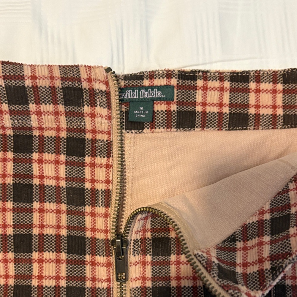Wild Fable Red and Brown Checkered Skirt
